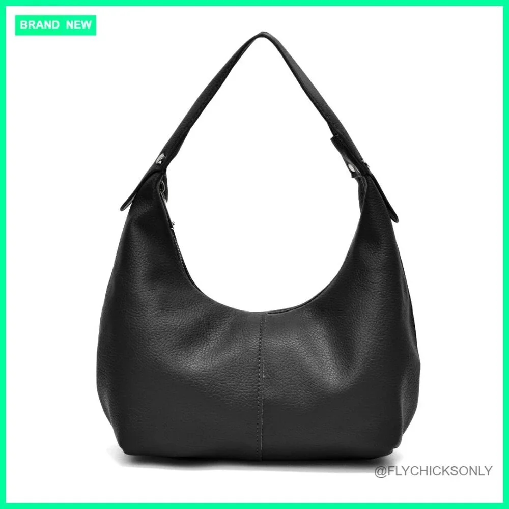 Medium Crossbody Hobo Bag with Zipper Closure and Shoulder Strap